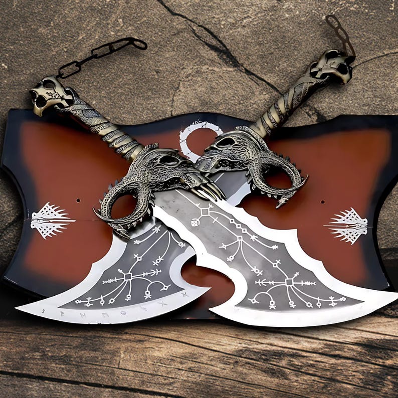 Handcrafted Kratos Blades of Chaos Replica, God of War Twin Blades Metal Cosplay Weapon, Perfect Anniversary and Wedding Gift for Him