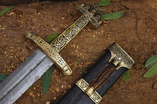 Medieval European Functional VIKING Sword | Hand Forged Damascus Steel Full Tang Knightly Arming Sword | Christmas gift | Best New Year Gift